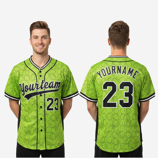 Custom Baseball Team Jersey in Apple Green - Full Button Custom Name & Number