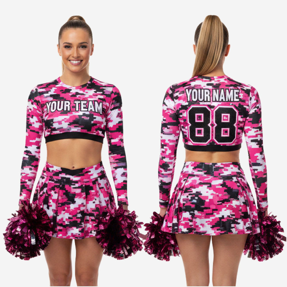 Youth & Adult Cheerleading Uniform Set - Personalized Camouflage Design