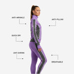 Custom Cheerleading Tracksuit Set Purple - Half Zip Warmup Jacket & Pants Team Suit