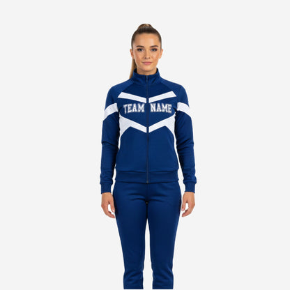 Custom Cheerleading Tracksuit Set Navy - Half Zip Warmup Jacket & Pants Team Suit