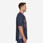 Custom Baseball Uniform Jersey - Pinstripe Full Button Sublimated Jersey in Persian Blue