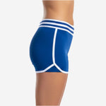 Custom Cheerleading Blue Shorts - Boy Cut Striped Waistband Athletic Shorts