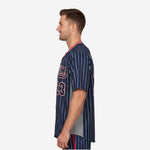 Custom Baseball Uniform Jersey - Pinstripe Full Button Sublimated Jersey in Persian Blue