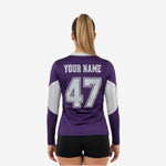 Custom Long Sleeve Cheerleading Jersey - Patrick Blue V-Neck Practice Jersey