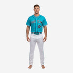 Custom Baseball Uniform in Ball Blue - Full Button Jersey & Pants Team Name & Number Set