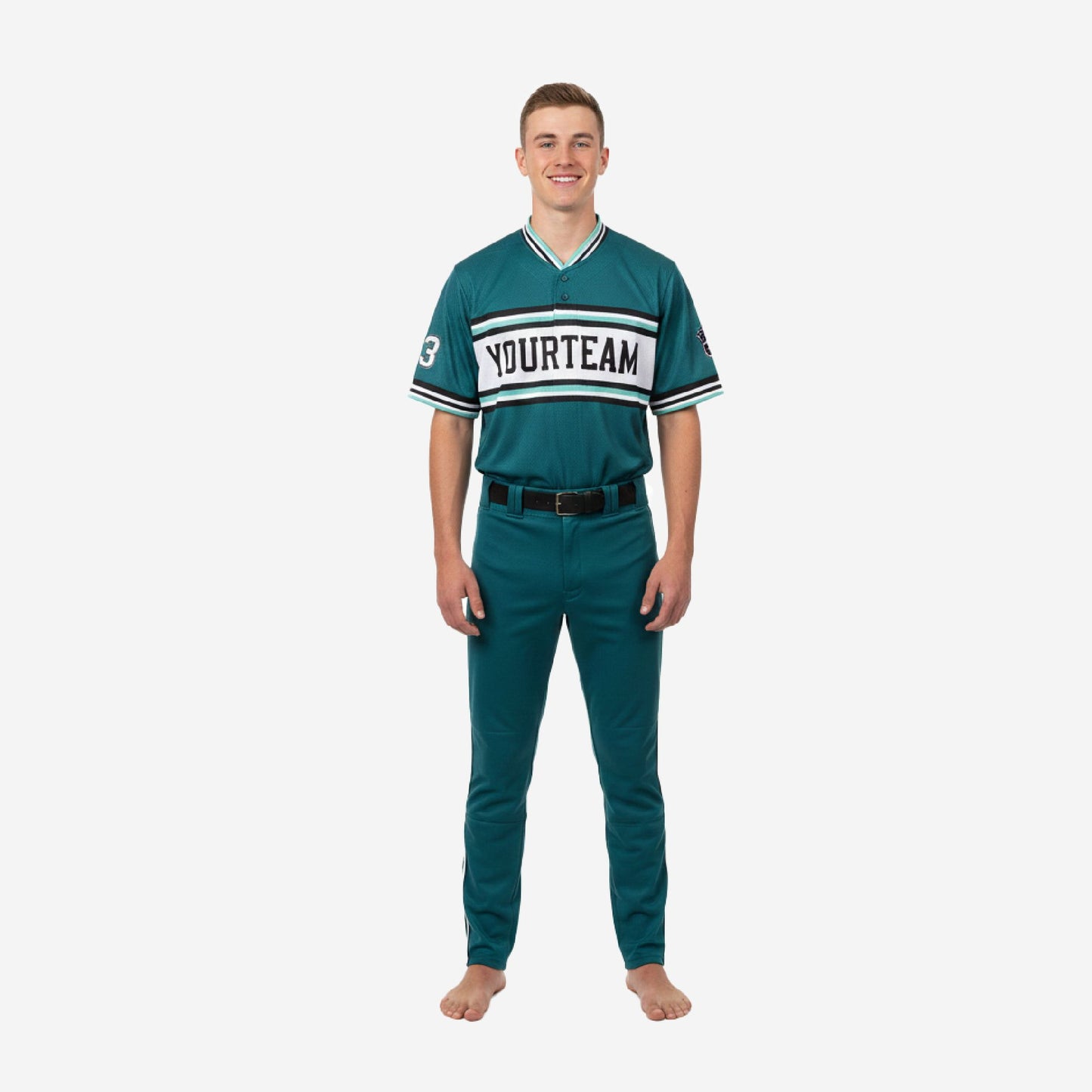 Personalized Youth Baseball Jersey & Pants - Custom Team Uniform Set in Midnight Green