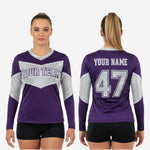 Custom Long Sleeve Cheerleading Jersey - Patrick Blue V-Neck Practice Jersey