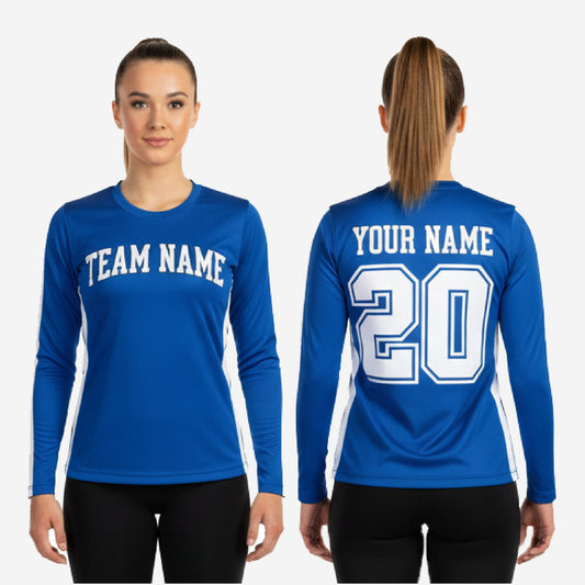 Custom Cheerleading Shell Top - Blue Long Sleeve Uniform