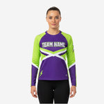 Custom Cheerleading Shell Top - Purple Long Sleeve V-Neck Uniform