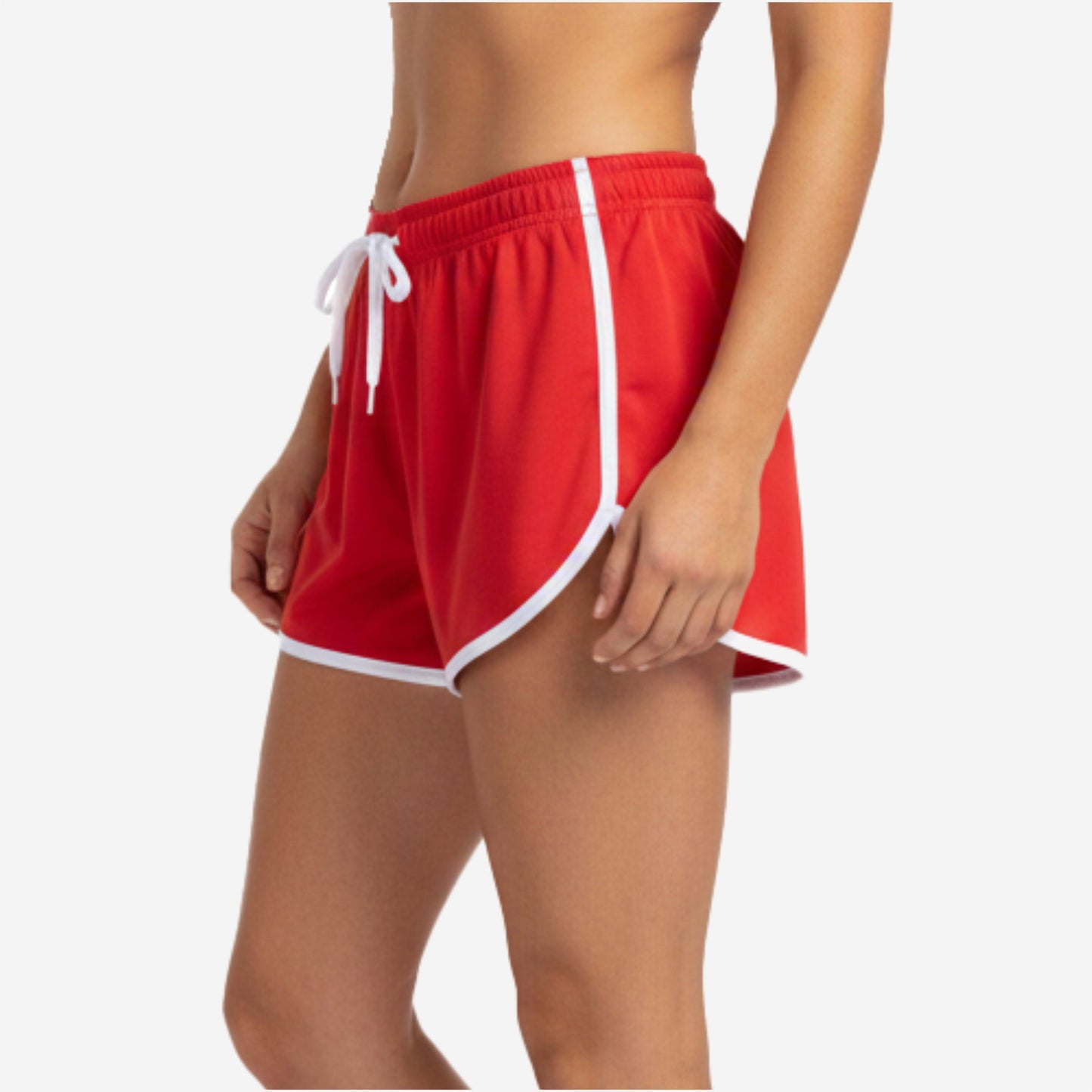 Custom Cheerleading Red Shorts - Athletic Practice Shorts with Drawstring