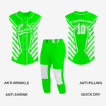 Personalized Electric Green Sleeveless Full Button Softball Jersey – Pro Fit - K2 Sportswear | Custom Sports Uniforms & Apparels - K2 Sportswear