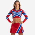 Custom Cheerleading Sets in Red - Long Sleeve Shell & Pleated Skirt