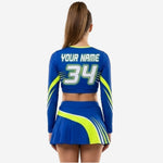 Custom Team Cheer Uniform Set in Blue - Long Sleeve Crop Top Set