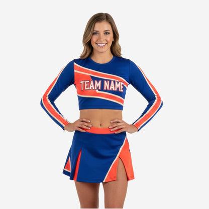Personalized Cheerleading Uniform Set - Long Sleeve Crop Top and Pleated Skirt