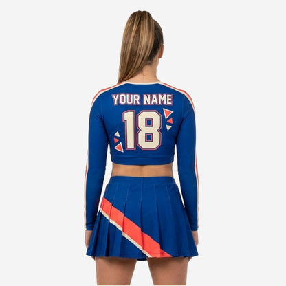 Personalized Cheerleading Uniform Set - Long Sleeve Crop Top and Pleated Skirt