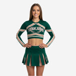 Custom Cheerleading Uniform Set in Green - Long Sleeve Crop Top & Skirt Set