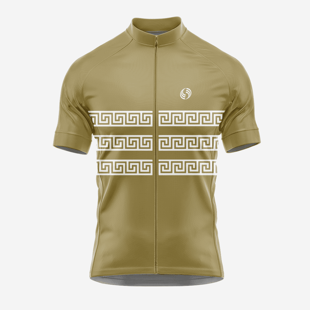 Dunkelbraunes kurzärmeliges Radtrikot im griechischen Stil für Herren