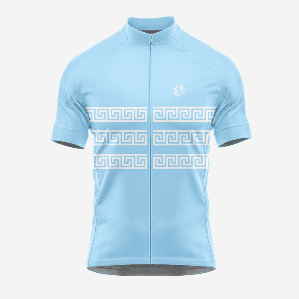 Hellenisches Radtrikot mit kurzen Ärmeln in Himmelblau für Herren