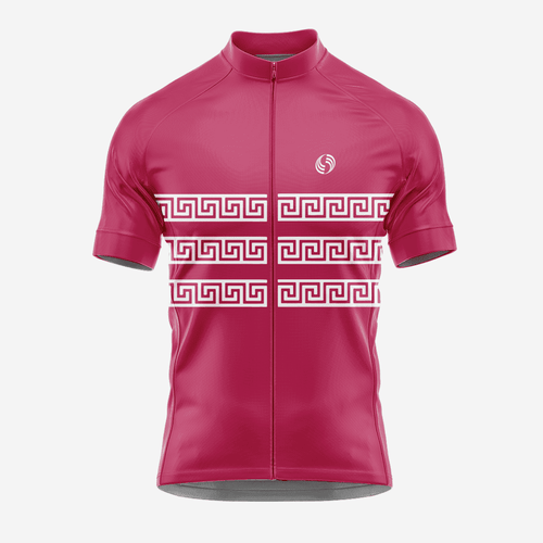 Dark Pink Short Sleeve Greek Style Cycling Jersey for Men - K2 Sportswear | Custom Sports Uniforms & Apparels - K2 Sportswear