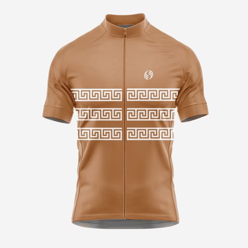 Pale Brown Short Sleeve Men's Cycling Jersey - Greek Style - K2 Sportswear | Custom Sports Uniforms & Apparels - K2 Sportswear