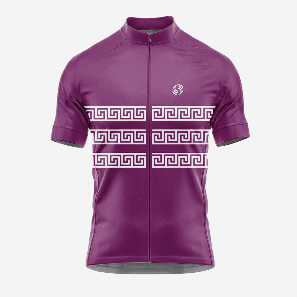 Dunkellila Kurzarm-Fahrradtrikot im griechischen Stil für Herren