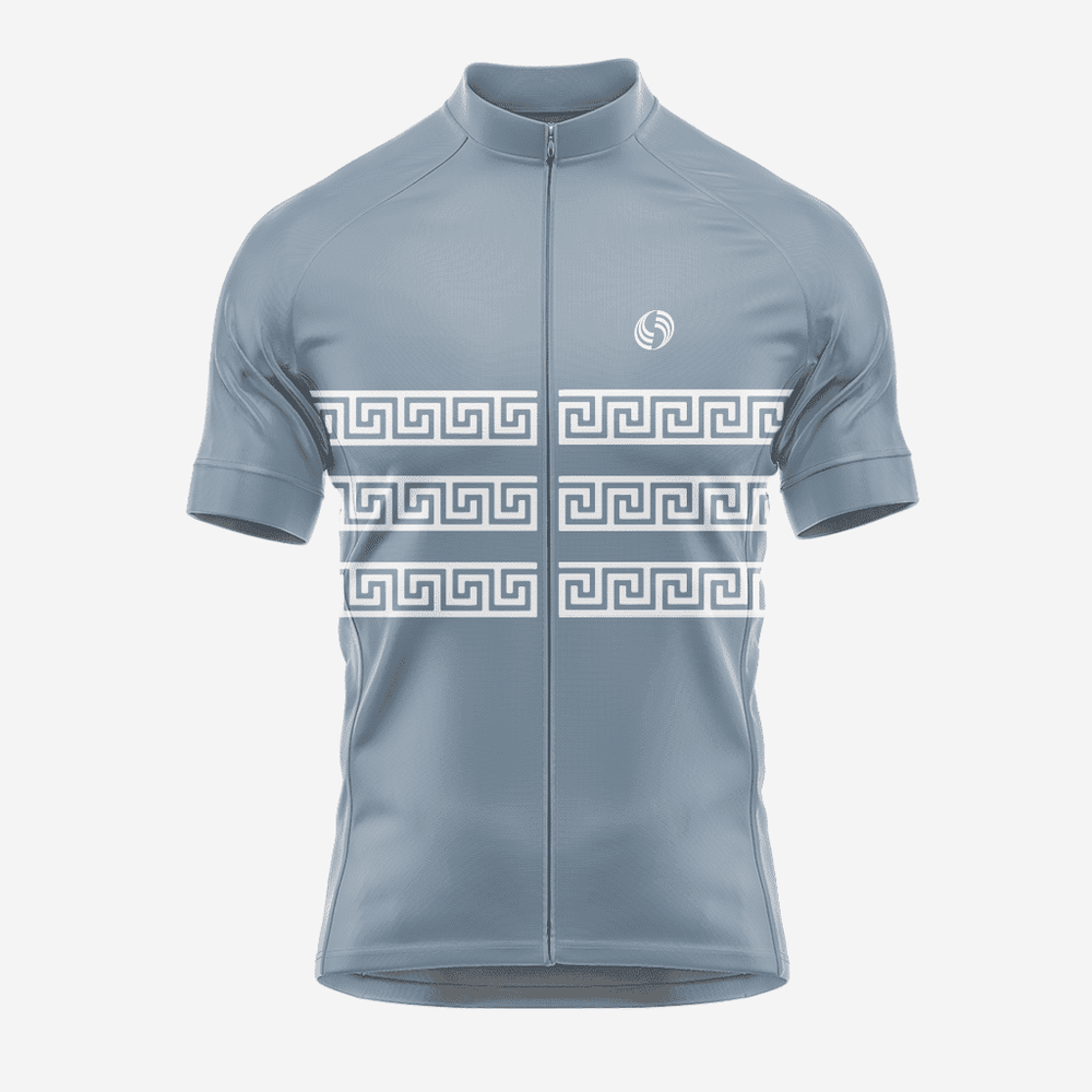 Schiefergraues, kurzärmliges Herren-Radtrikot im griechischen Stil