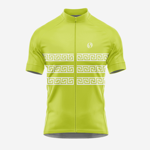 Greek-Inspired Yellow Green Cycling Jersey for Men - Short Sleeve - K2 Sportswear | Custom Sports Uniforms & Apparels - K2 Sportswear