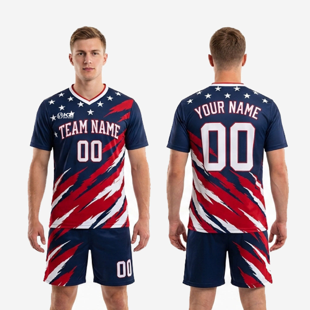 Men's Soccer Team Uniforms - Custom Navy Splash Kit