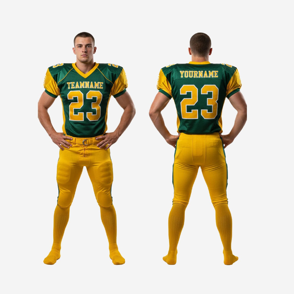 Custom Personalized American Football Uniforms with Your Logo - Green and Gold Set