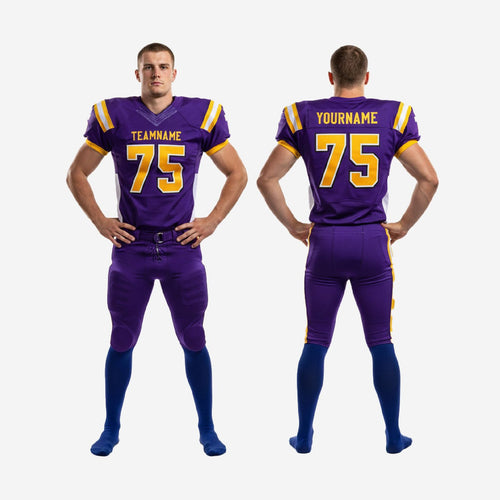Classic Stripe Custom American Football Uniforms for Schools - Purple and Gold