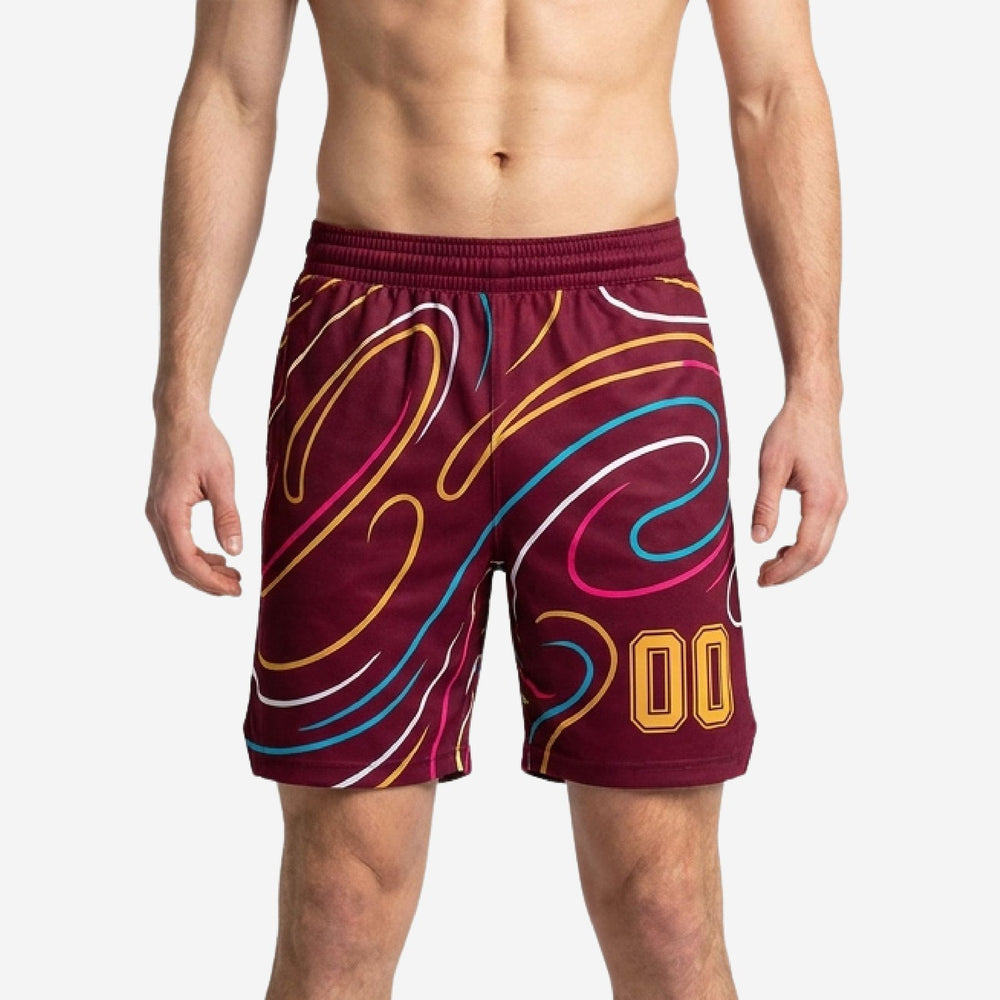 Custom Maroon Basketball Shorts for Clubs - Swirl Print