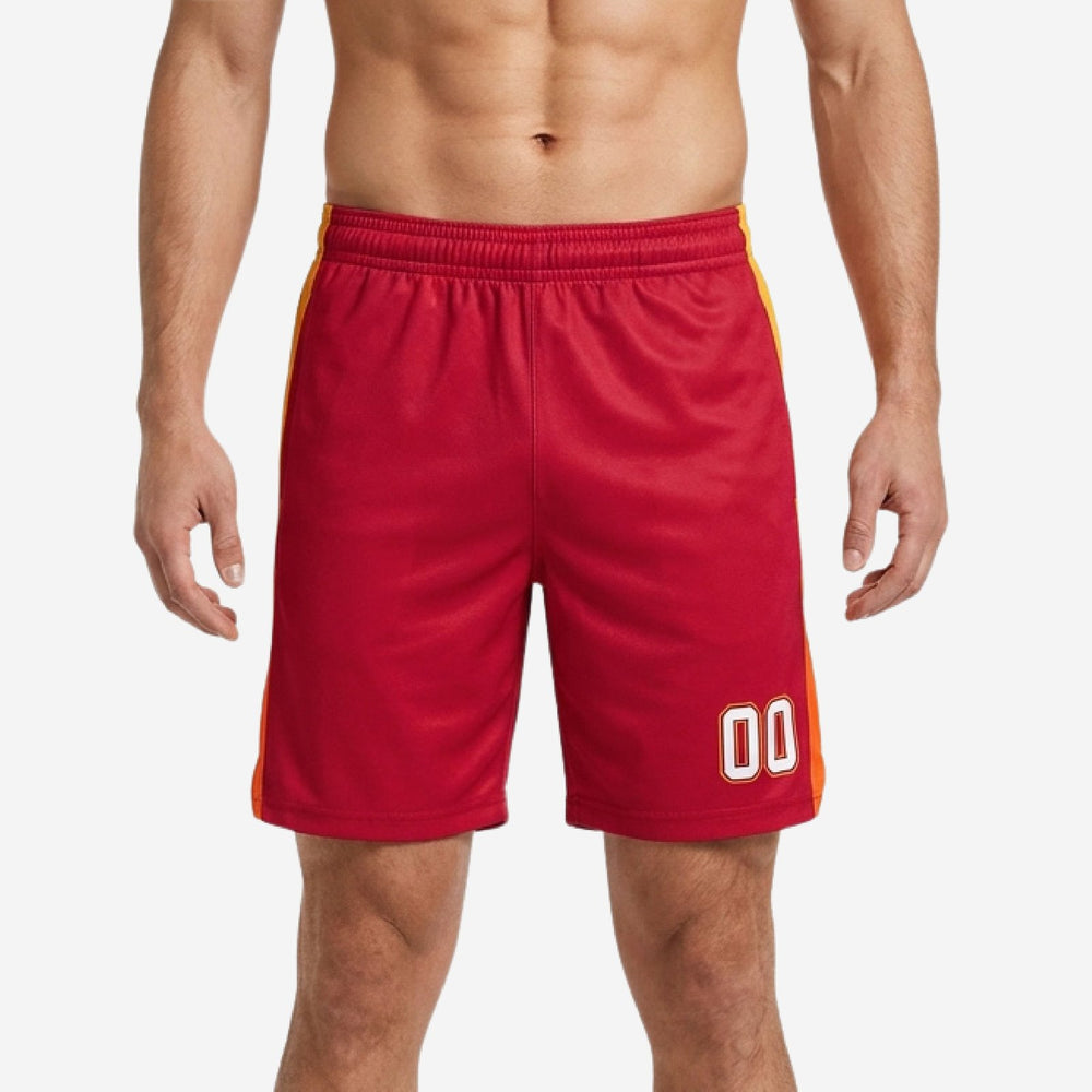 Side Panel Custom Basketball Shorts for Schools in Red and Gold