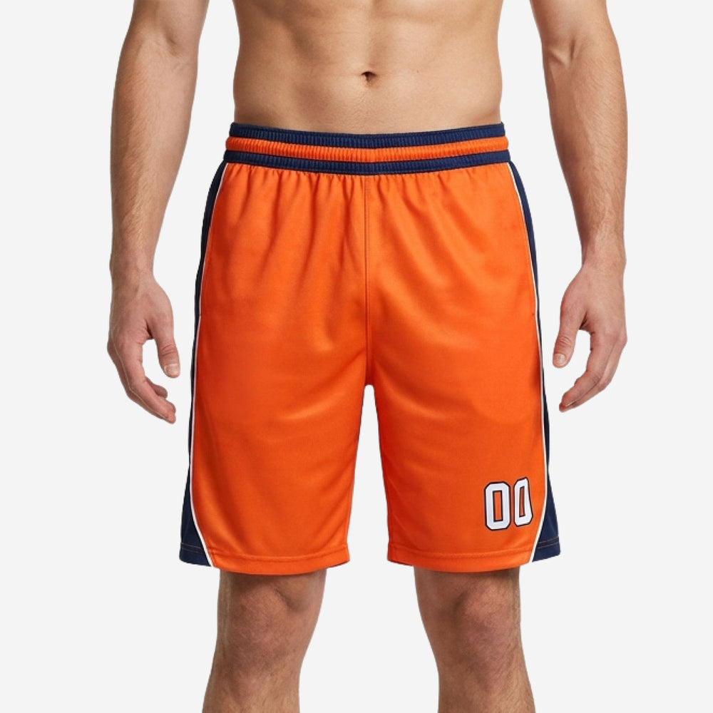 Custom Side Panel Basketball Shorts Orange Navy - Made to Order
