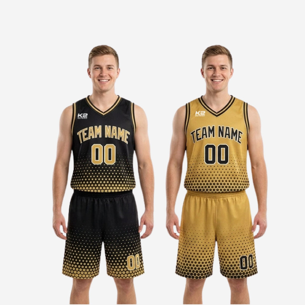 Custom Black and Gold Reversible Basketball Uniforms - Youth and Adult Sizes