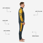 Custom soccer tracksuit pants with Athletic Gold marble outer leg panel, tapered athletic cut