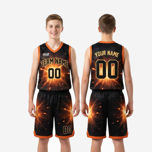 Custom Black and Gold Youth Basketball Uniforms - Made to Order Set
