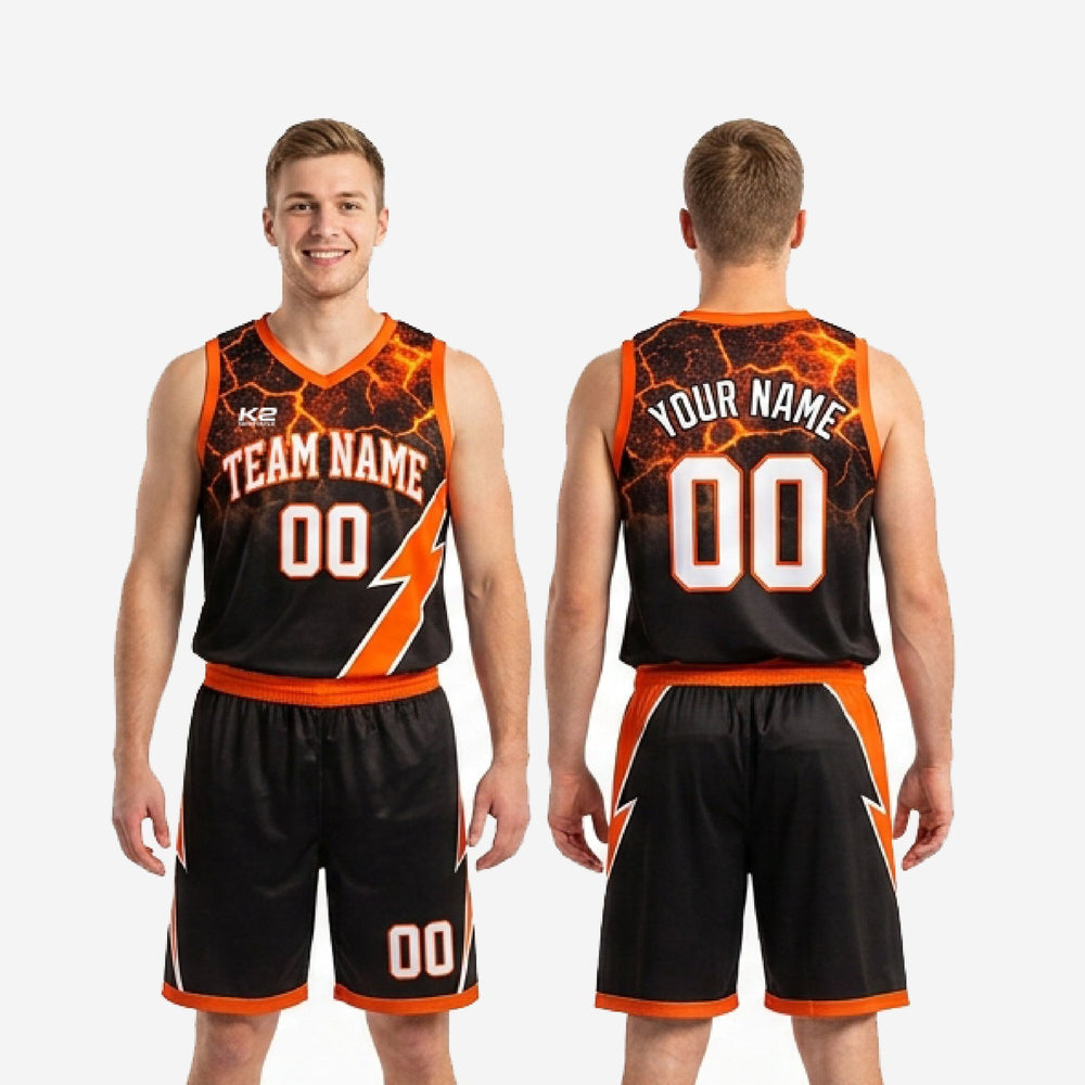 Custom Black and Orange Basketball Uniforms for Club Teams