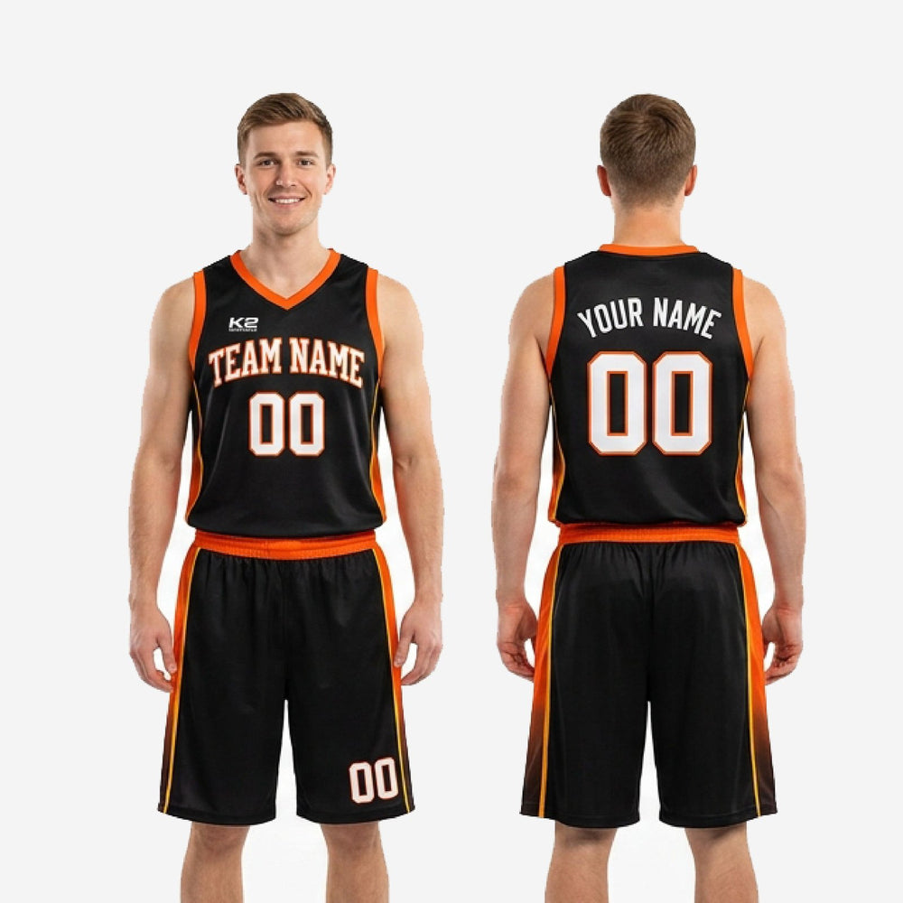 Custom Black and Orange Basketball Uniforms - 2-Piece Set
