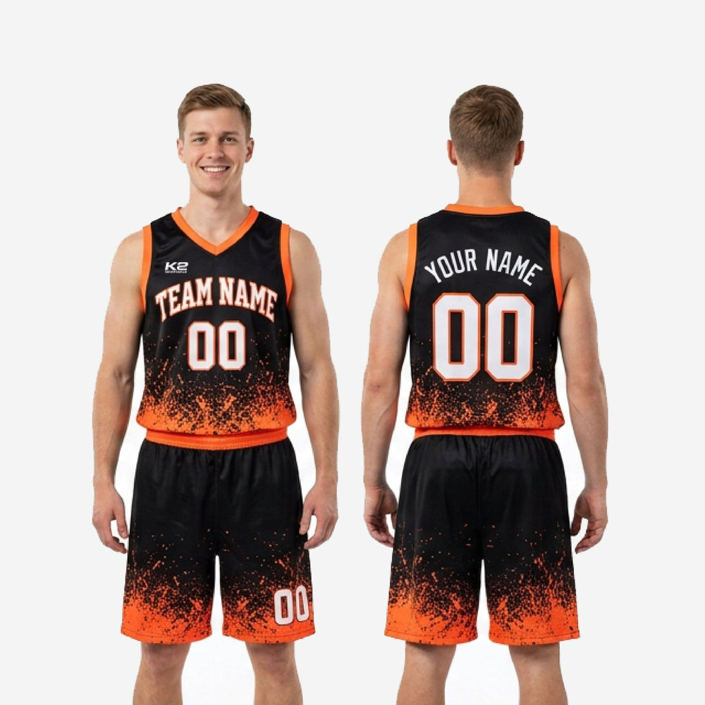 Court Ready Custom Black and Orange Basketball Uniforms