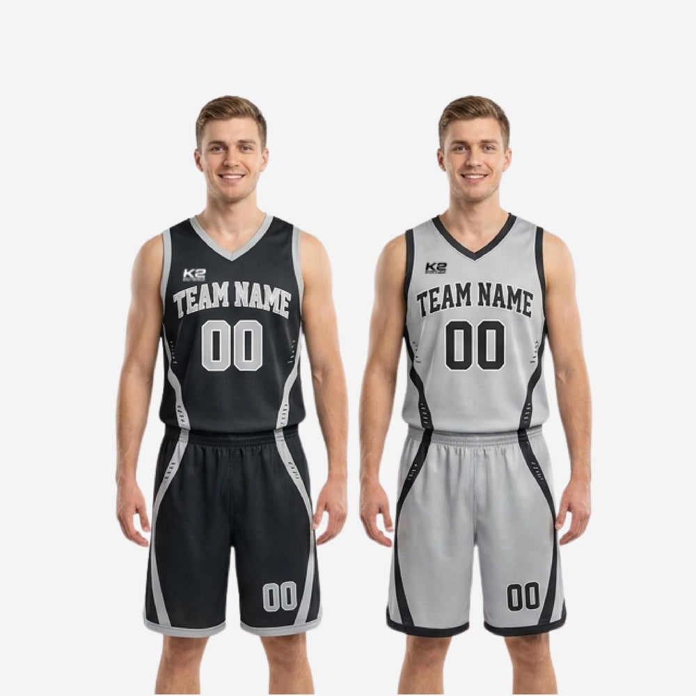 Custom Black and White Reversible Basketball Uniforms - Two Looks for the Season