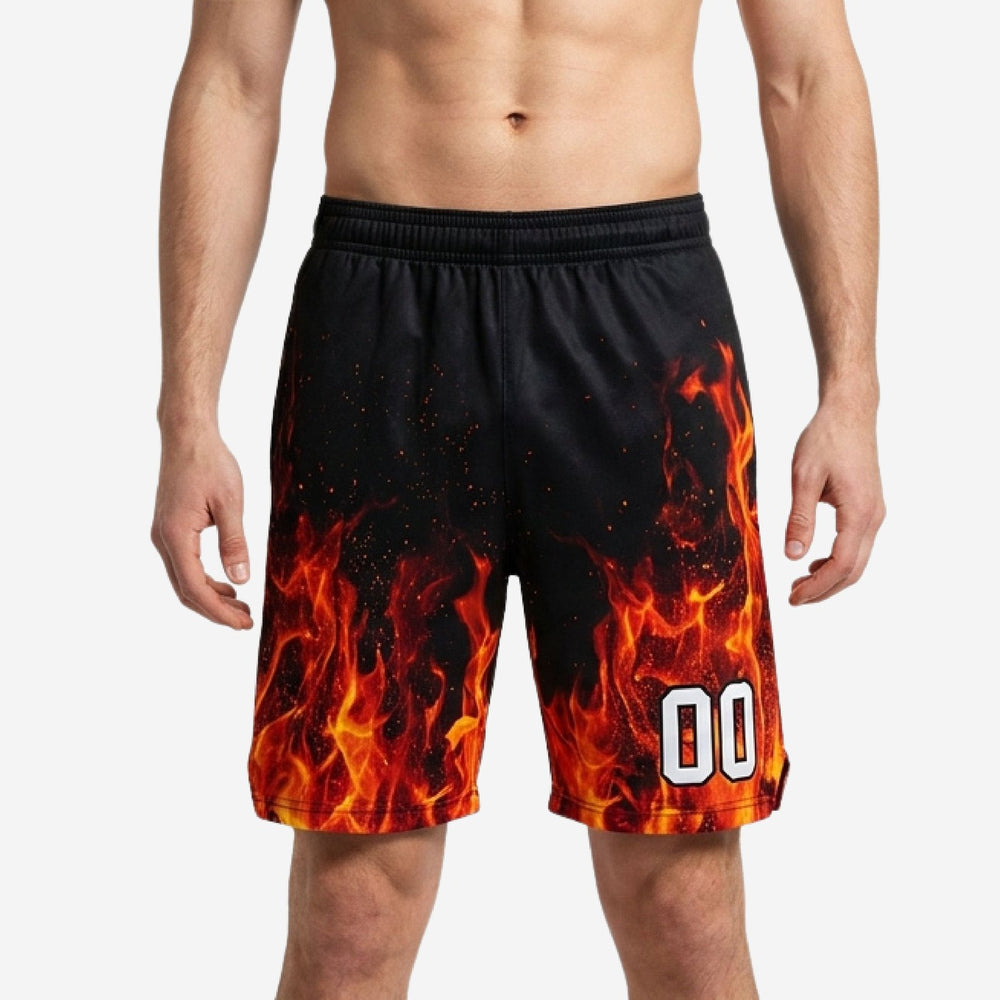 Black Custom Basketball Shorts - Flame Tournament Set