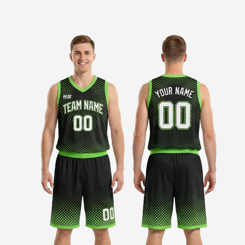 Black/Green Custom Basketball Uniforms | Names and Numbers