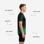 Green soccer training jersey back view showing back number placement and kelly green forest gradient print across full back panel