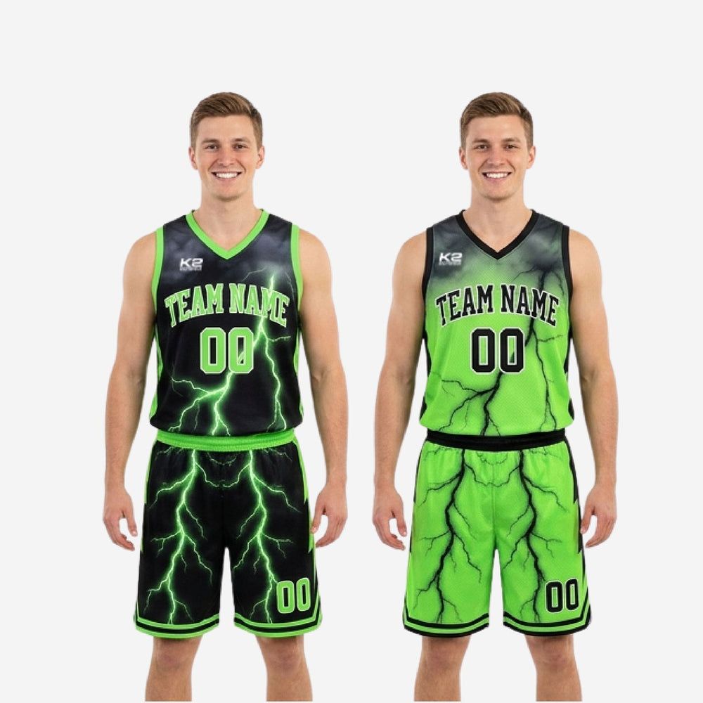Black and Green Reversible Basketball Uniforms - Custom Jersey and Shorts Combo