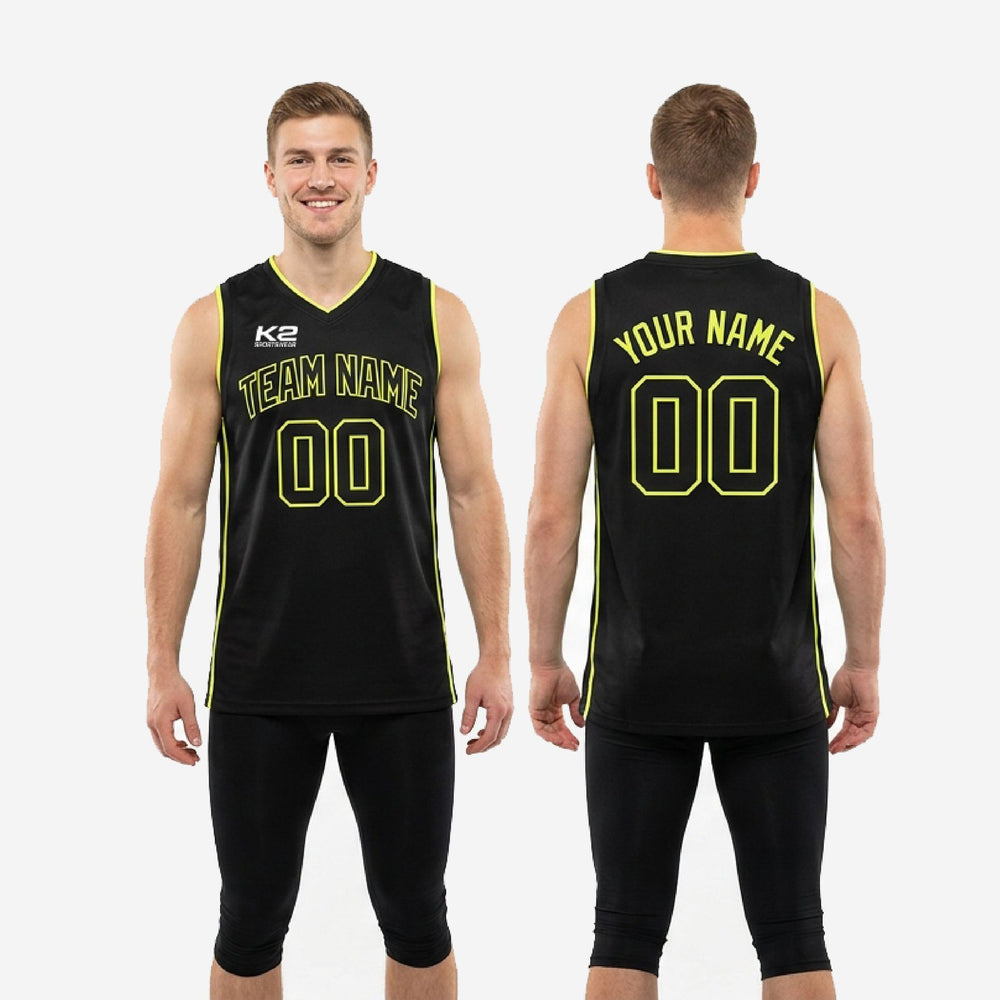 Sublimated Custom Lime Green and Black Basketball Jersey - Men's