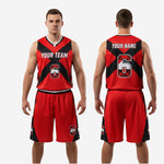 Full blank basketball uniform kit in red and black, jersey and shorts set by K2 Sportswear