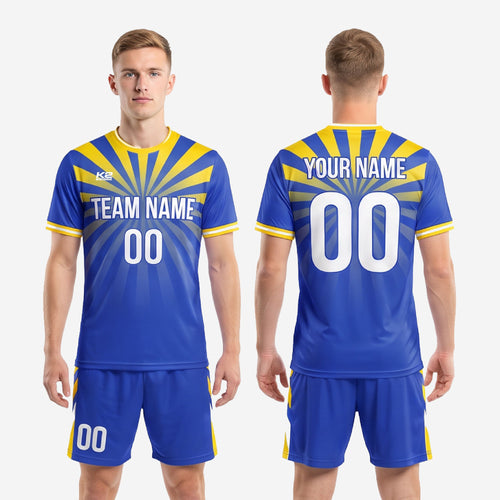 Royal Blue & Gold Soccer Uniform Kit | Sublimated Sunburst Design