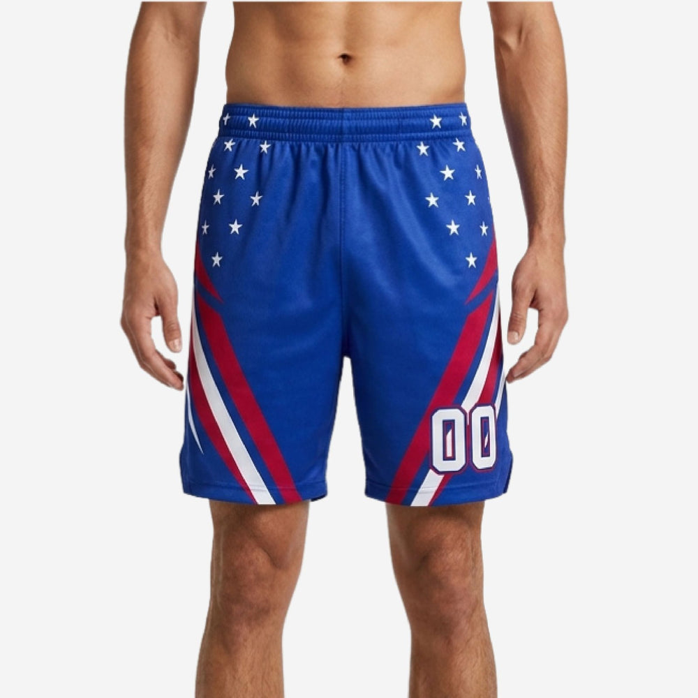 Sublimated Custom Blue and White Basketball Shorts - Stars