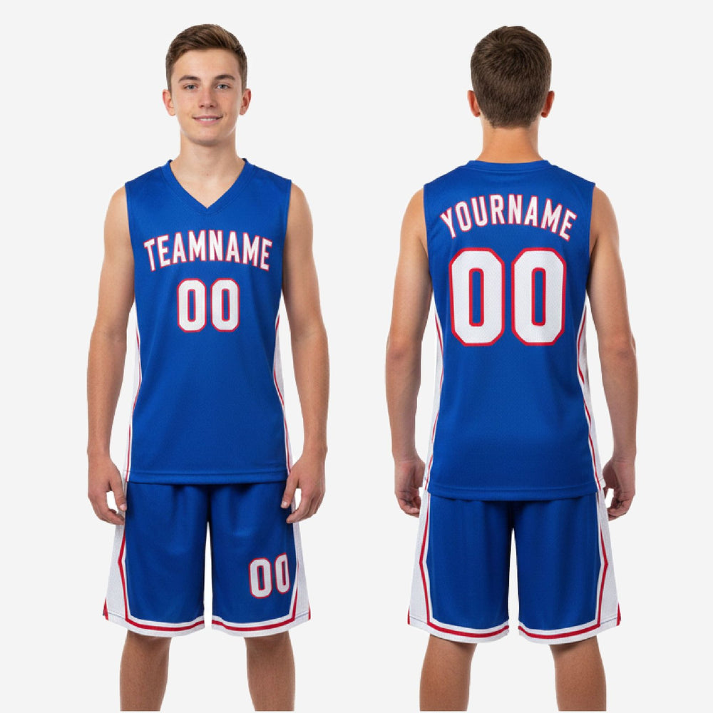 Custom Blue and White Youth Basketball Uniforms - Club Team Set