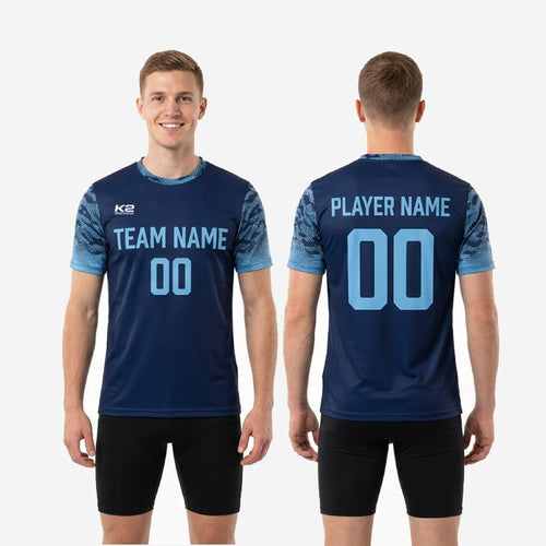 Crew Neck Custom Blue Soccer Training Jersey - Navy Sky Blue